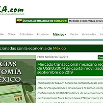 Mercado transaccional mexicano registra ms de US$10.200M de capital movilizado hasta septiembre de 2019